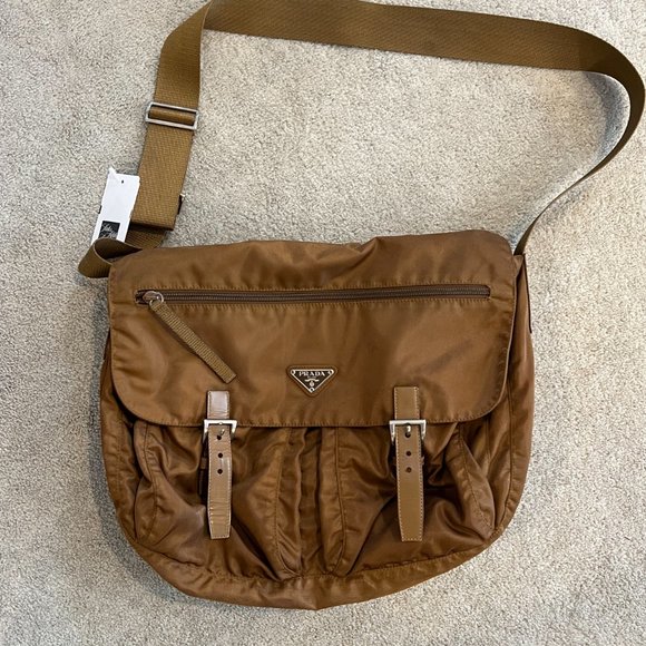 Prada Handbags - Prada Brown Nylon Vela Sport Messenger Bag